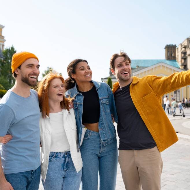 Group of friends travelling
