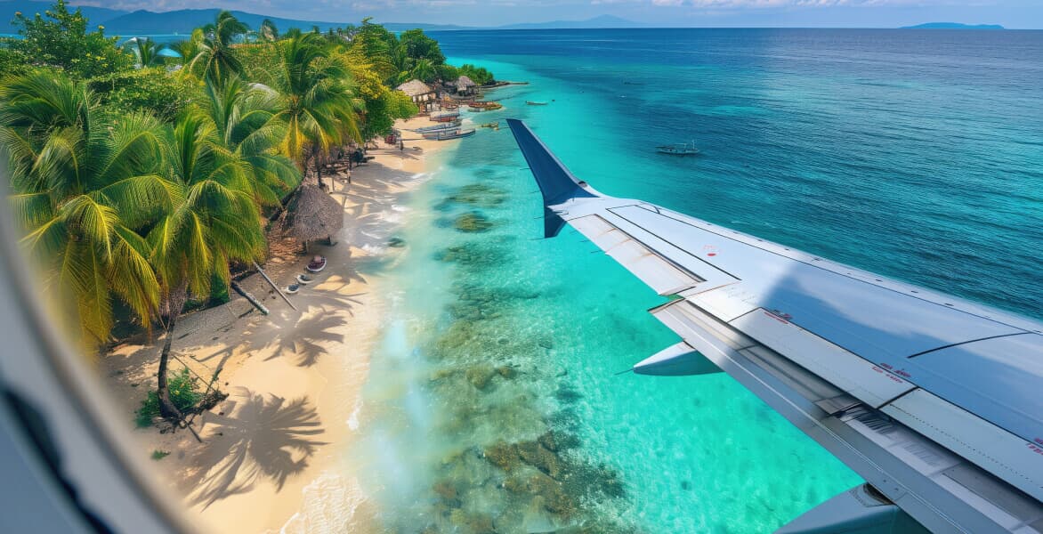 Aerial view of a tropical beach